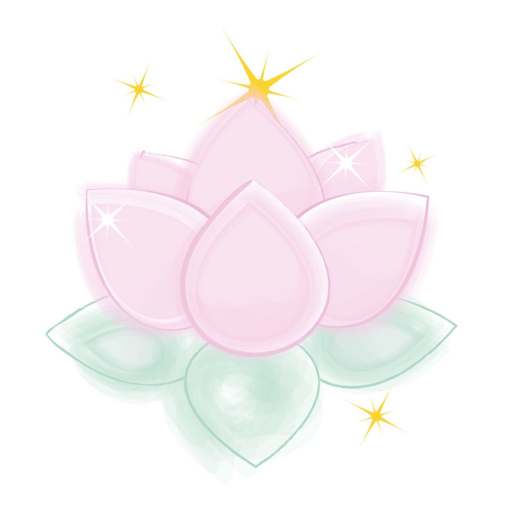 logo fleur de lotus et etincelles focus